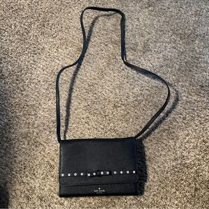 Kate Spade Black Leather Crossbody with Studded Bow